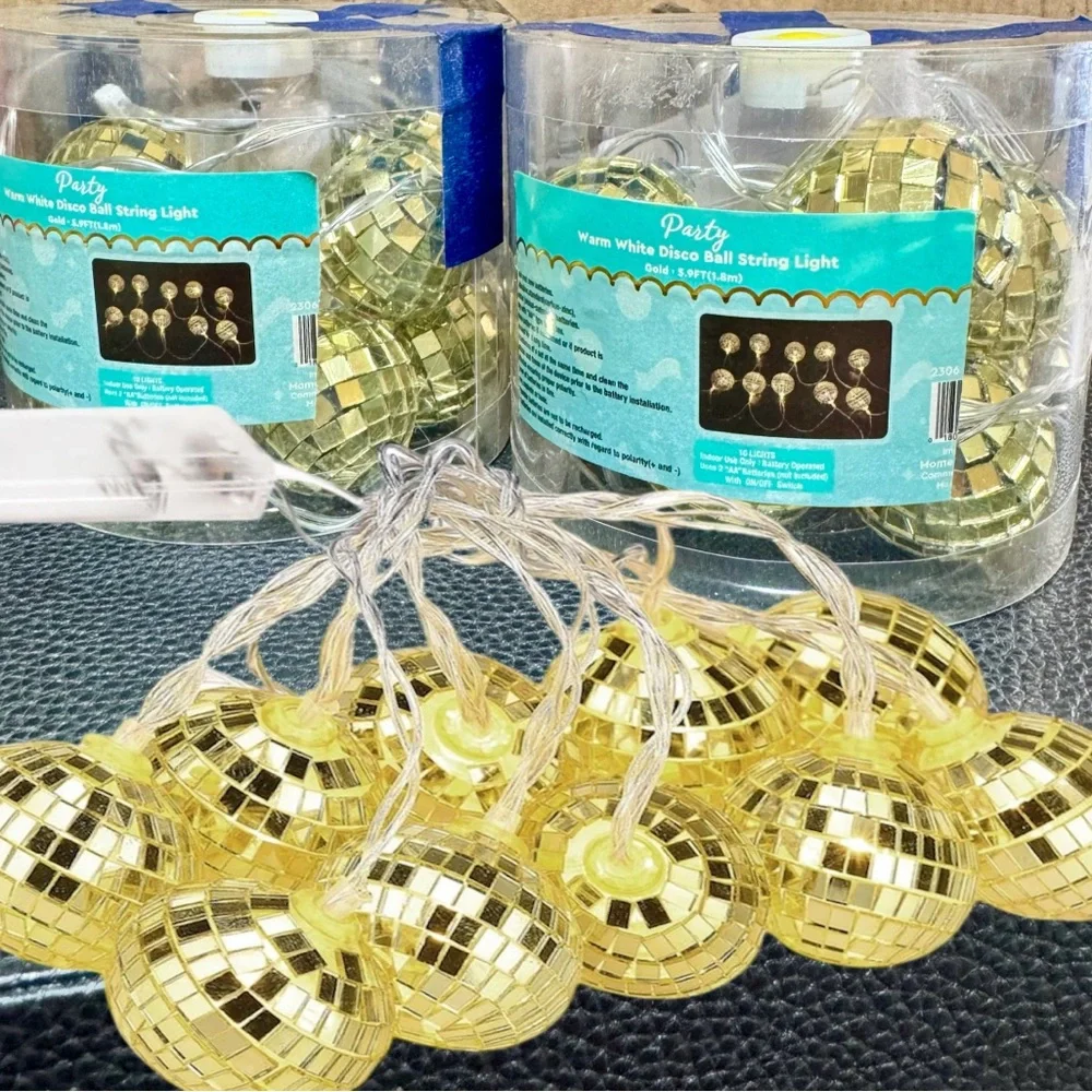 Christmas Lights Gold Light Up Disco Ball String Lights